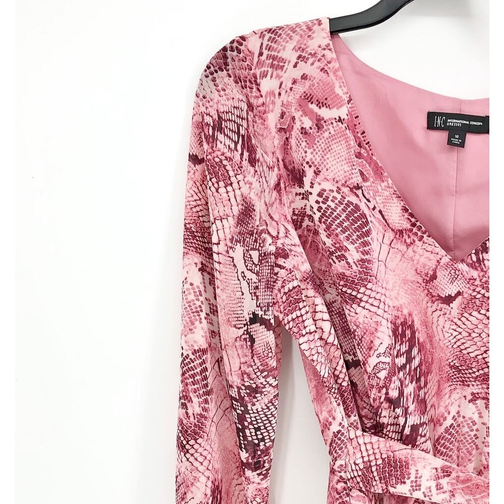 INC International Concepts Maxi Dress Size 10 Pink Chiffon Snake Print NWT - Picture 5 of 12